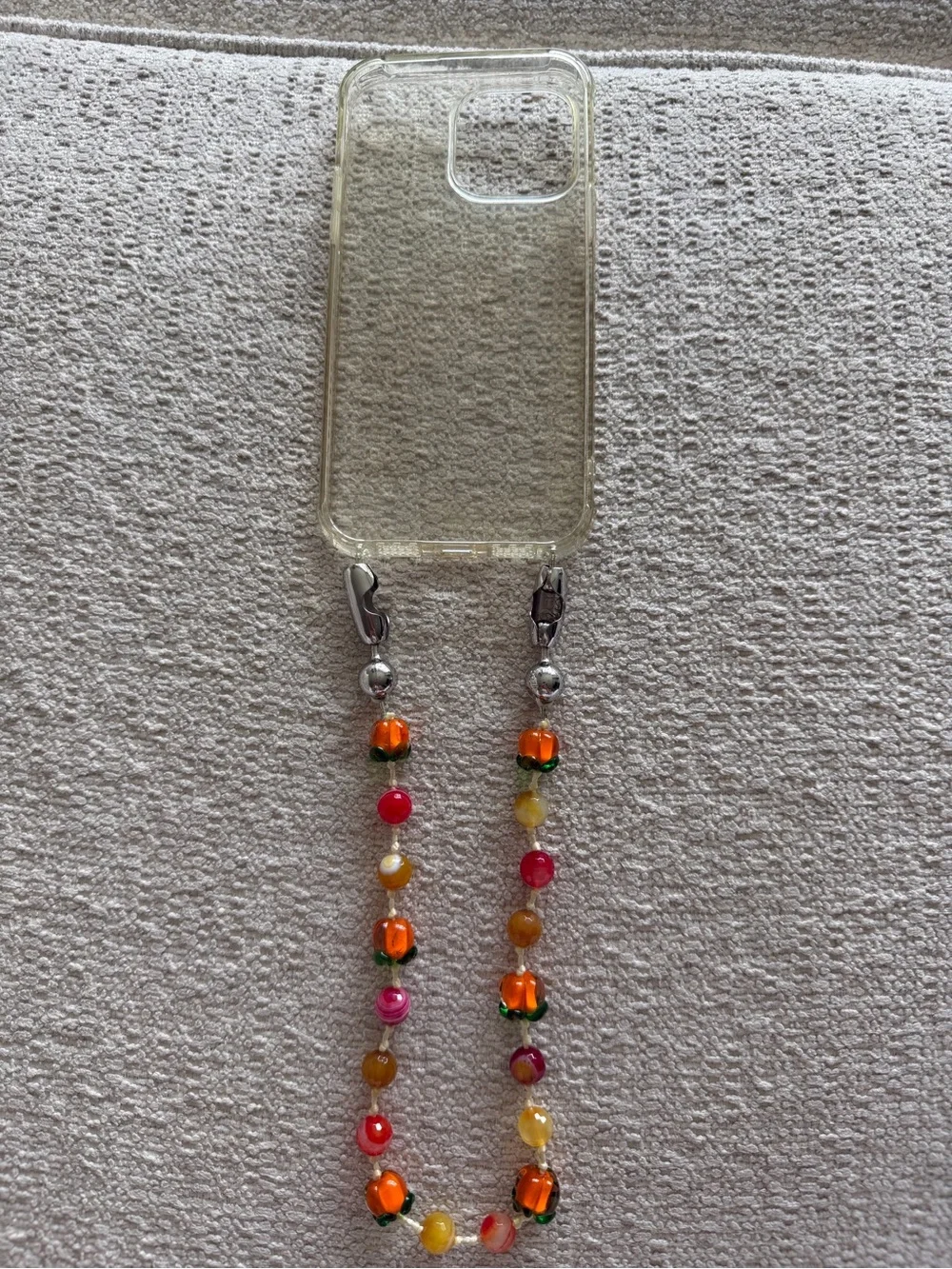 Ossa Beaded Phone Strap Case - Clear case with Multicolor Beads